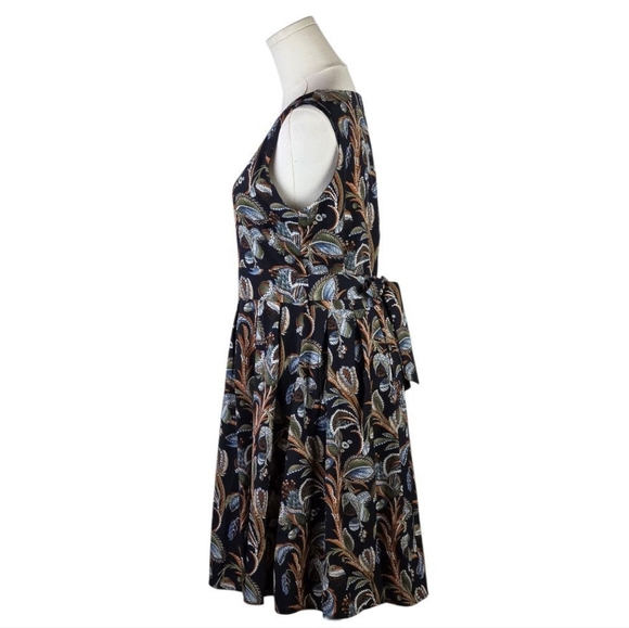 L.A. Soul Black Floral Sleeveless Fit & Flare Dress Size M Tie Back - Picture 5 of 9